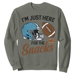 Im Just Here For The Snacks Sweatshirt Bow Football Lover TS12 Military Green Print Your Wear