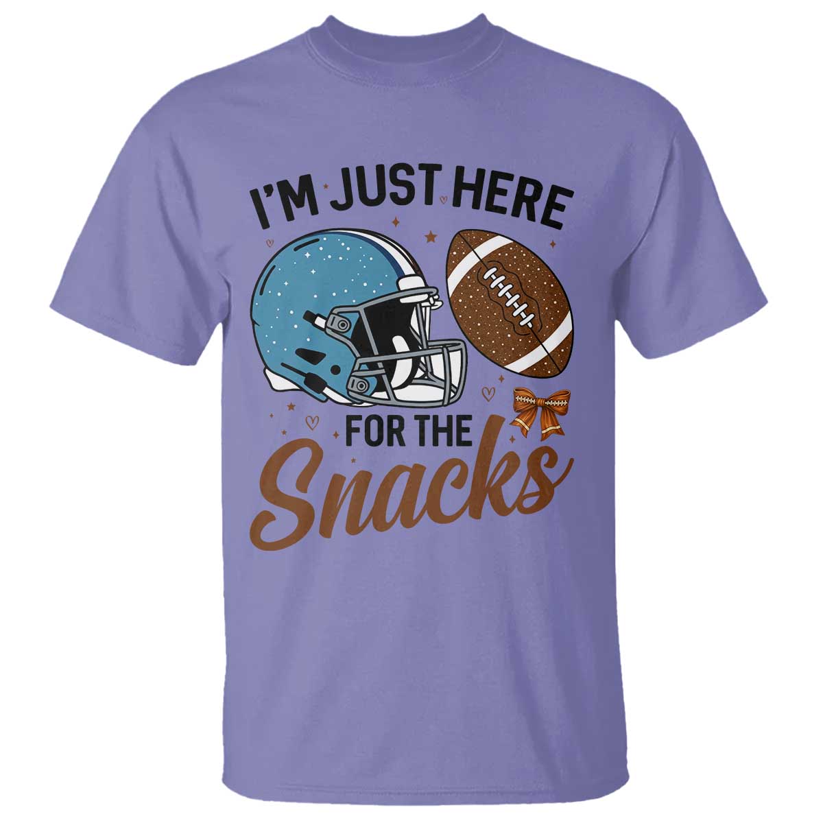 Im Just Here For The Snacks T Shirt Bow Football Lover TS12 Violet Print Your Wear