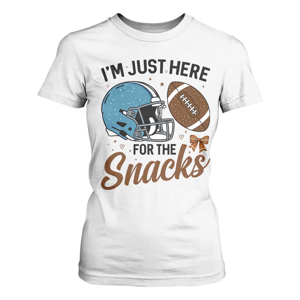 Im Just Here For The Snacks T Shirt For Women Bow Football Lover TS12 White Print Your Wear