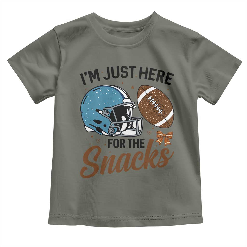 Im Just Here For The Snacks Toddler T Shirt Bow Football Lover TS12 Military Green Print Your Wear
