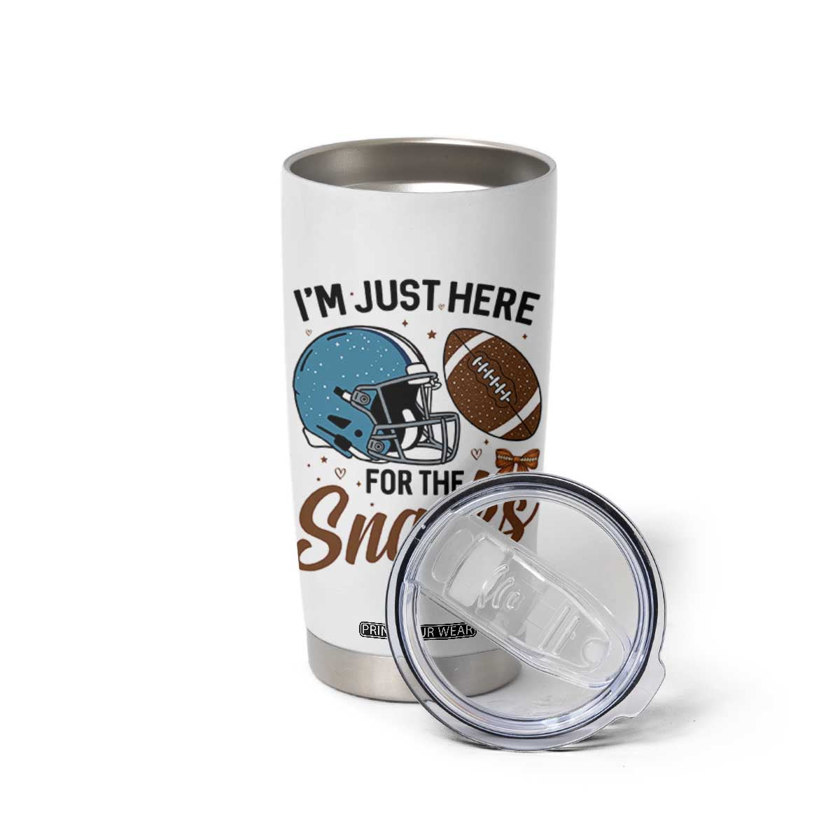 Im Just Here For The Snacks Tumbler Cup Bow Football Lover TS12 Print Your Wear