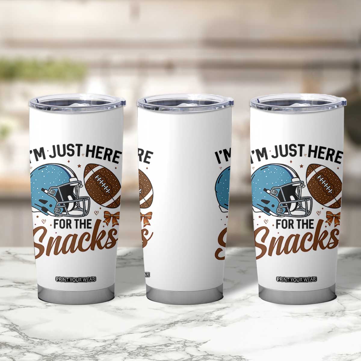Im Just Here For The Snacks Tumbler Cup Bow Football Lover TS12 Print Your Wear