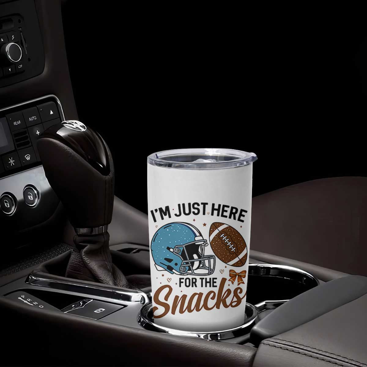 Im Just Here For The Snacks Tumbler Cup Bow Football Lover TS12 Print Your Wear