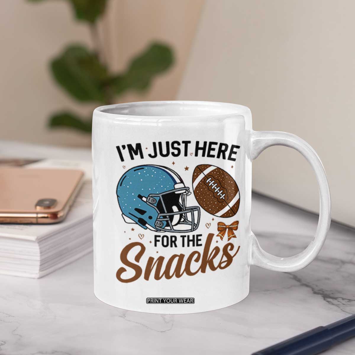 Im Just Here For The Snacks Coffee Mug Bow Football Lover TS12 Print Your Wear