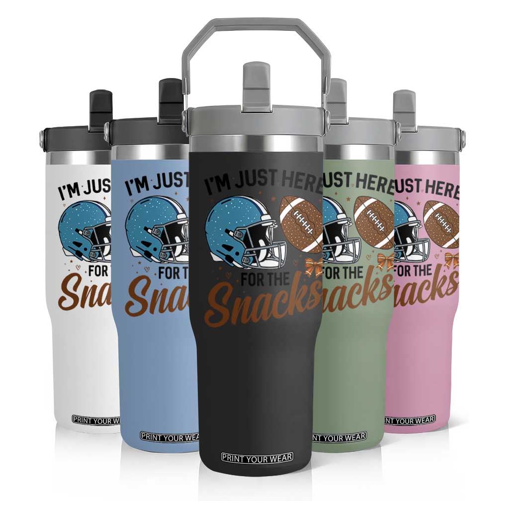 Im Just Here For The Snacks Flip Straw Tumbler Bow Football Lover TS12 Print Your Wear
