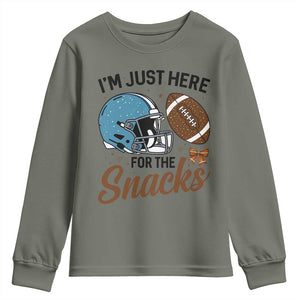 Im Just Here For The Snacks Youth Sweatshirt Bow Football Lover TS12 Military Green Print Your Wear