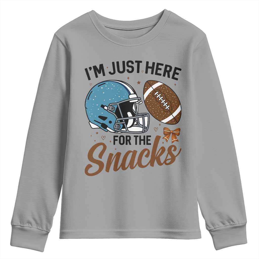 Im Just Here For The Snacks Youth Sweatshirt Bow Football Lover TS12 Sport Gray Print Your Wear