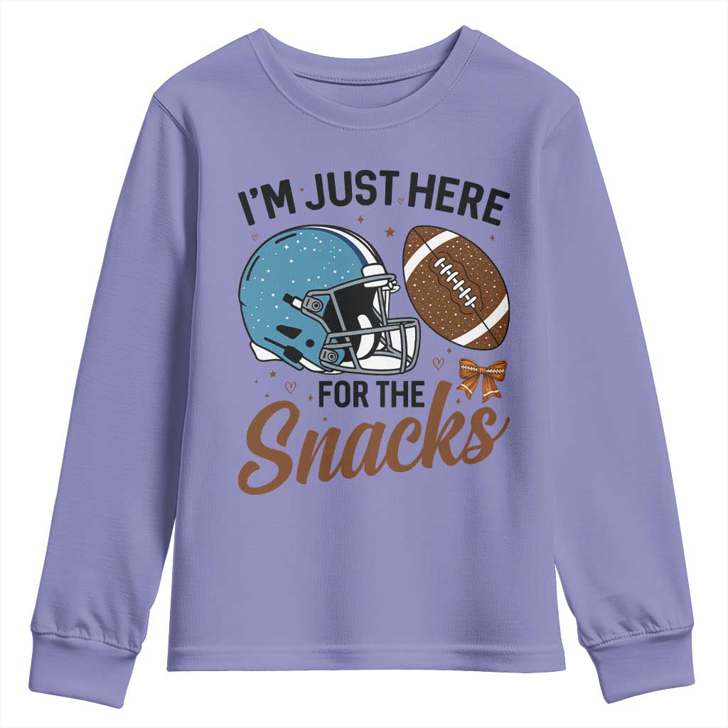 Im Just Here For The Snacks Youth Sweatshirt Bow Football Lover TS12 Violet Print Your Wear