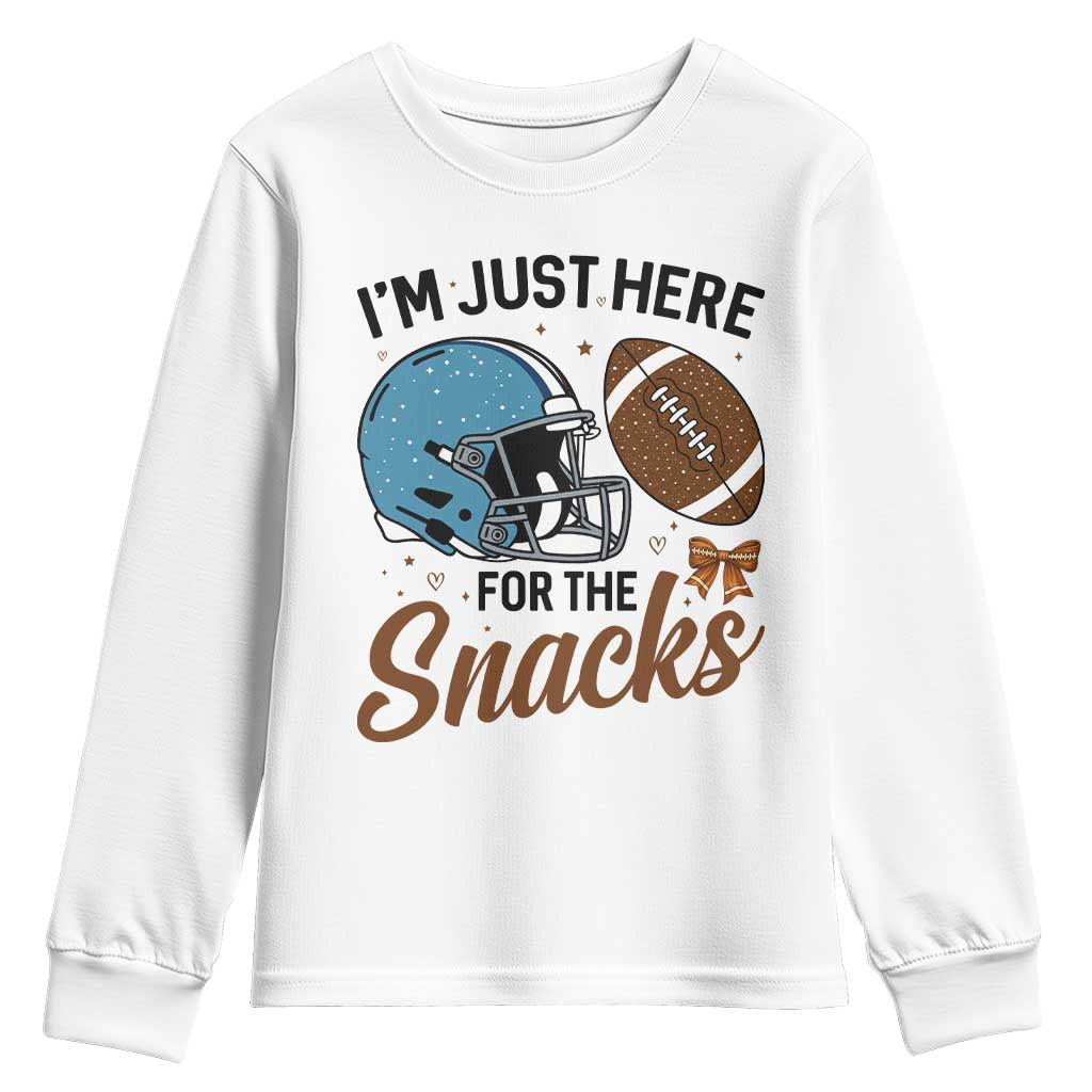 Im Just Here For The Snacks Youth Sweatshirt Bow Football Lover TS12 White Print Your Wear