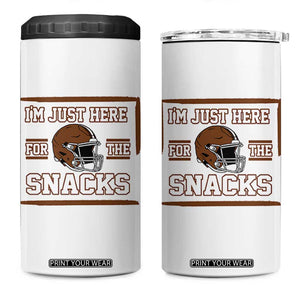 Im Just Here For The Snacks 4 in 1 Can Cooler Tumbler Football Fan Gift TS12 One Size: 16 oz White Print Your Wear