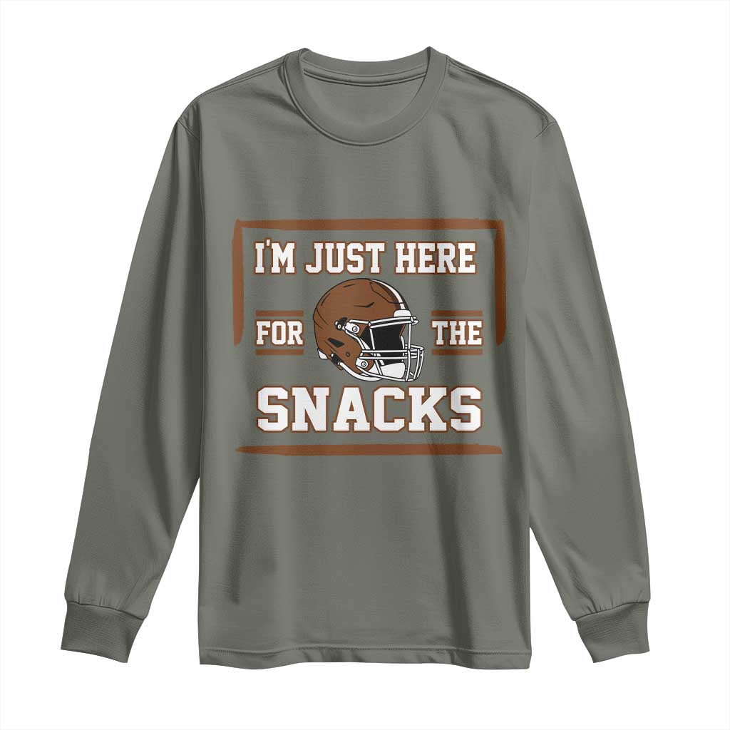 Im Just Here For The Snacks Long Sleeve Shirt Football Fan Gift TS12 Military Green Print Your Wear