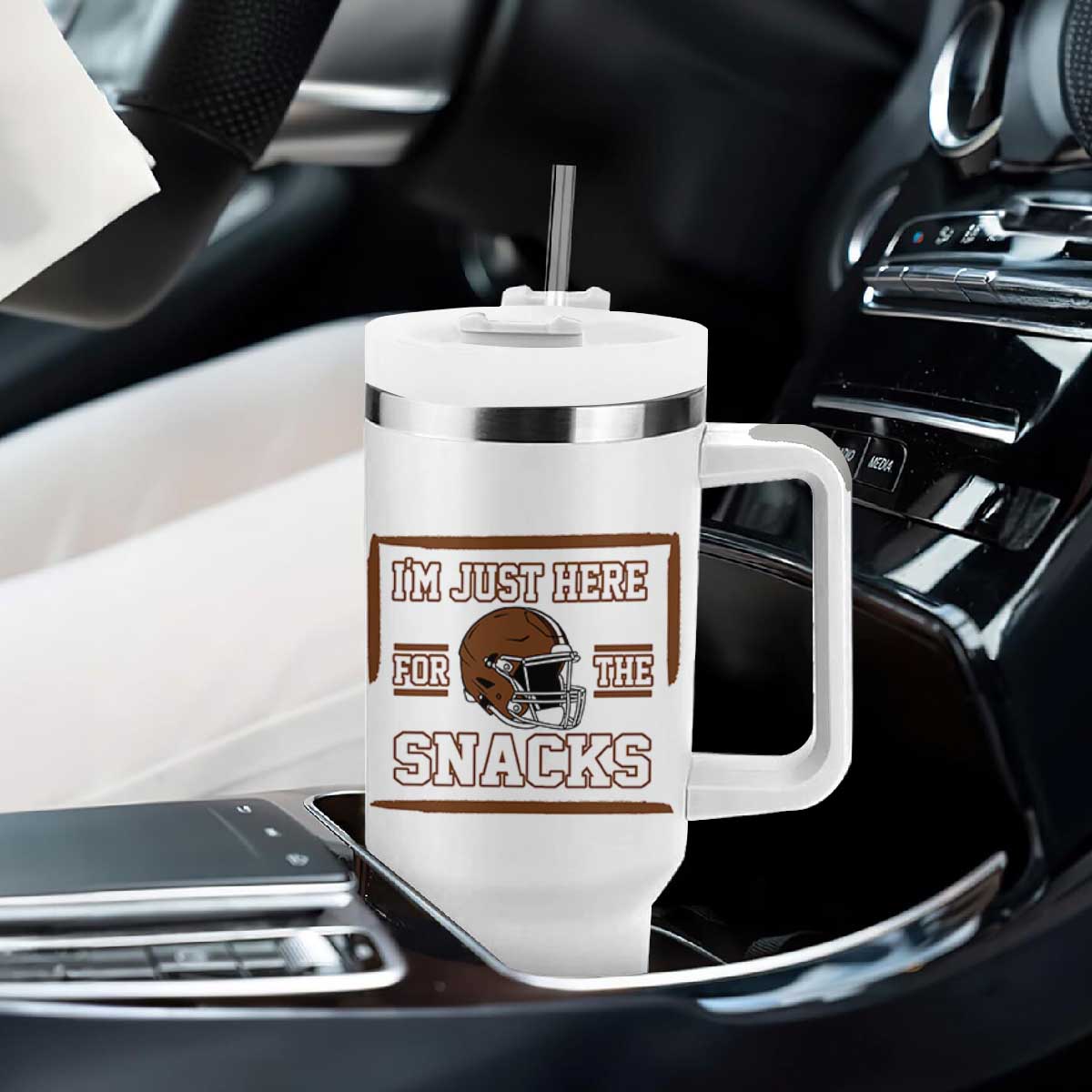 Im Just Here For The Snacks Tumbler With Handle Football Fan Gift TS12 Print Your Wear