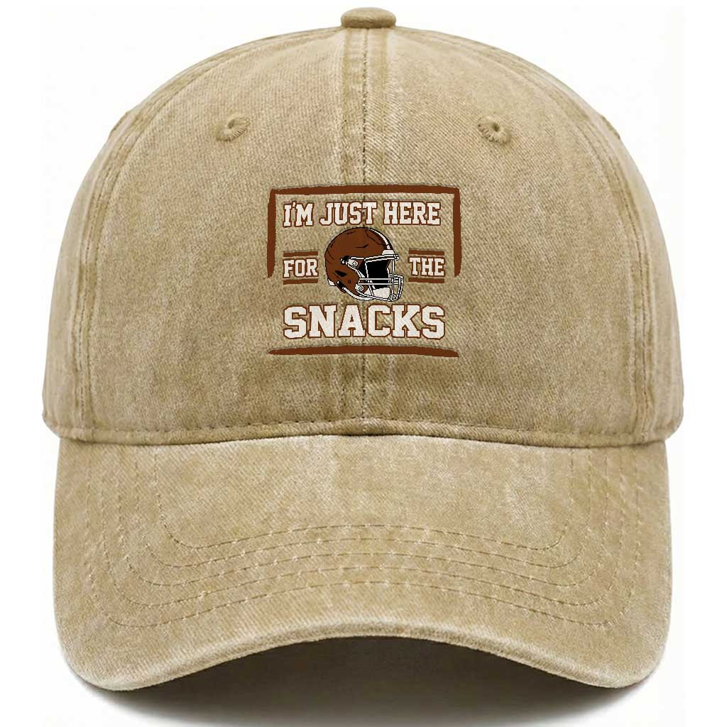 Im Just Here For The Snacks Washed Cotton Baseball Cap Football Fan Gift TS12 Print Your Wear