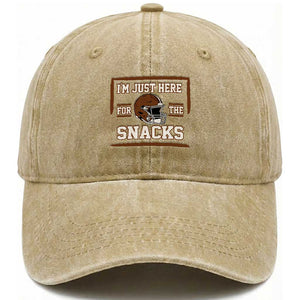 Im Just Here For The Snacks Washed Cotton Baseball Cap Football Fan Gift TS12 Print Your Wear