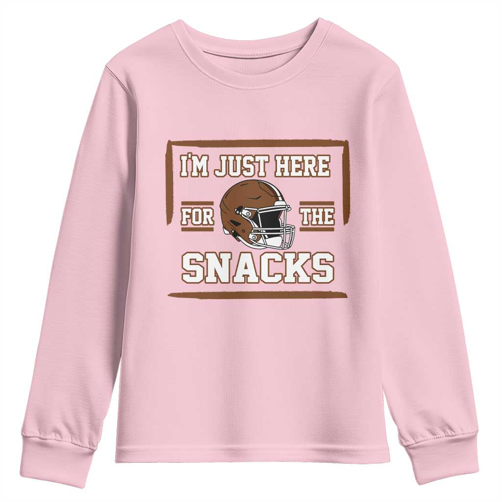 Im Just Here For The Snacks Youth Sweatshirt Football Fan Gift TS12 Light Pink Print Your Wear