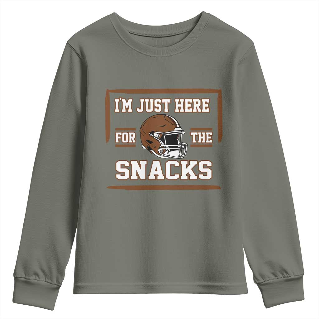 Im Just Here For The Snacks Youth Sweatshirt Football Fan Gift TS12 Military Green Print Your Wear