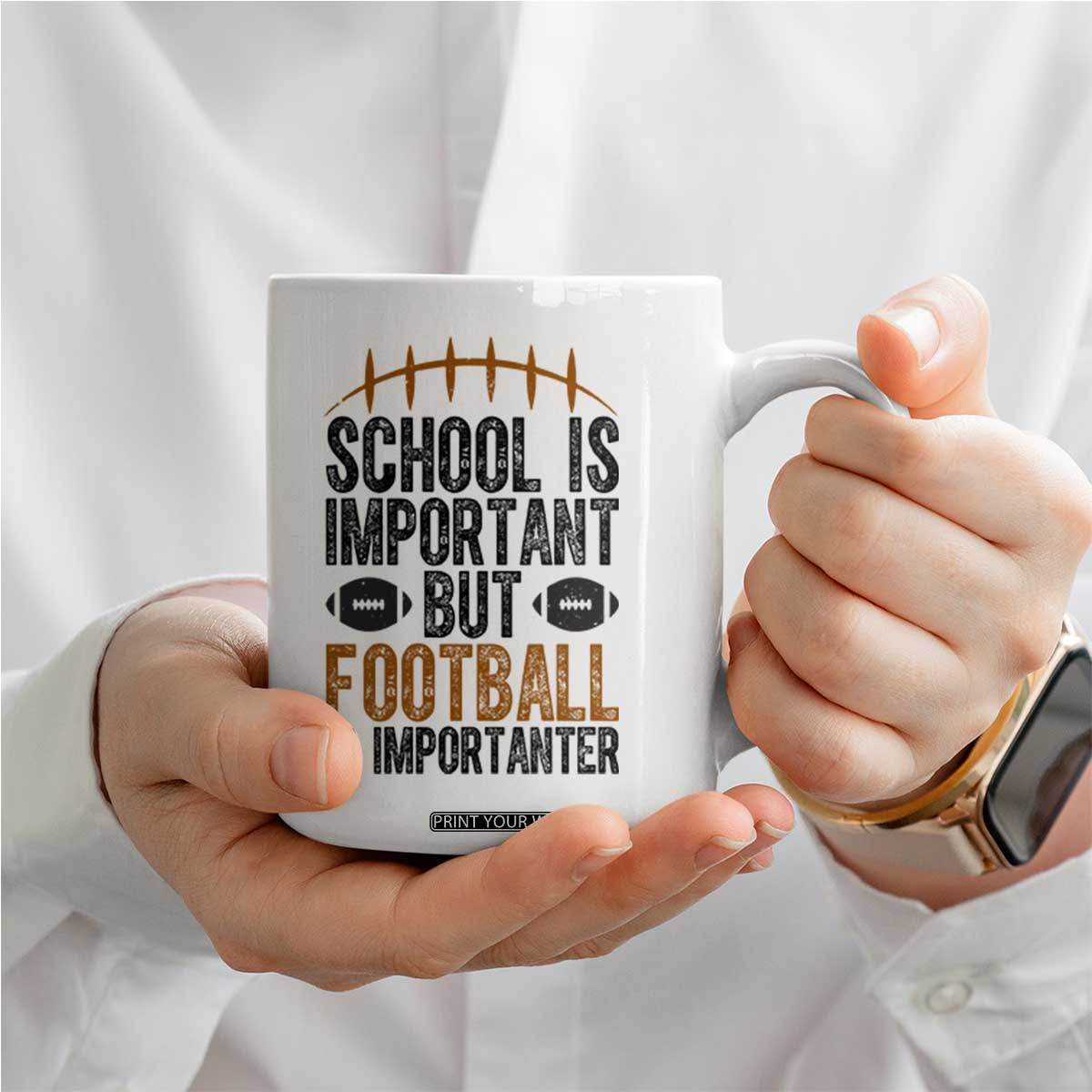 School Is Important But Football Is Importanter Coffee Mug Funny Sports Fan Gift TS12 Print Your Wear