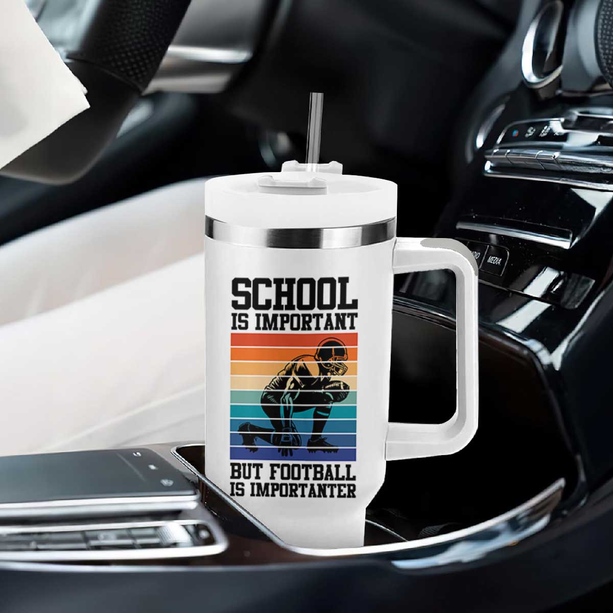Student Football Fan Tumbler With Handle Funny Importanter Quote Gift TS12 Print Your Wear