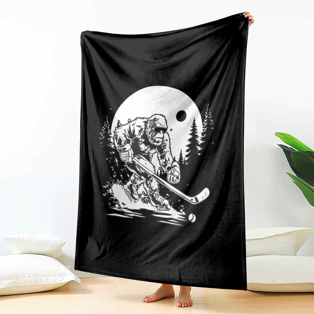 Bigfoot Playing Ice Hockey Throw Blanket Funny Cryptid Sports Gift TS12 Print Your Wear