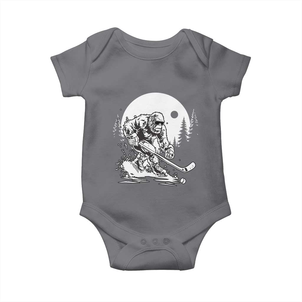 Bigfoot Playing Ice Hockey Baby Onesie Funny Cryptid Sports Gift TS12 Charcoal Print Your Wear