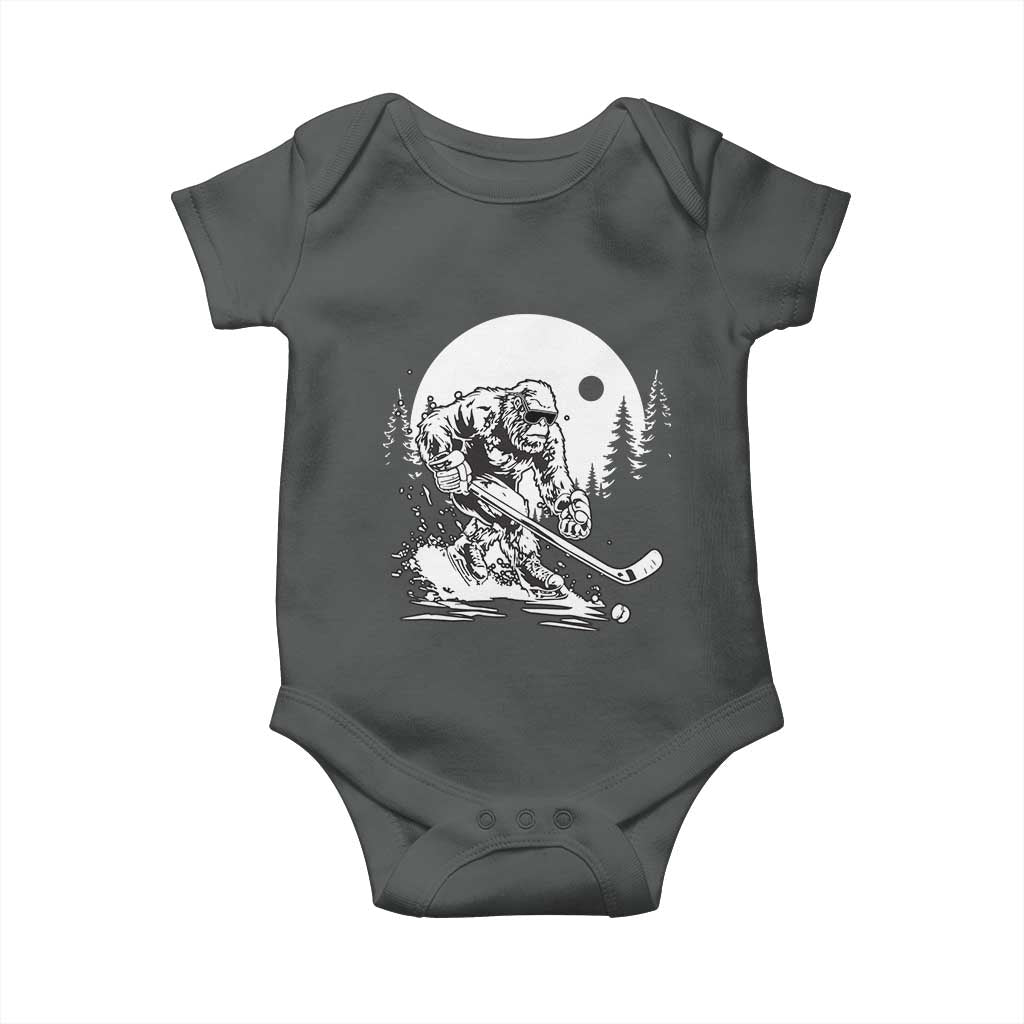 Bigfoot Playing Ice Hockey Baby Onesie Funny Cryptid Sports Gift TS12 Dark Heather Print Your Wear