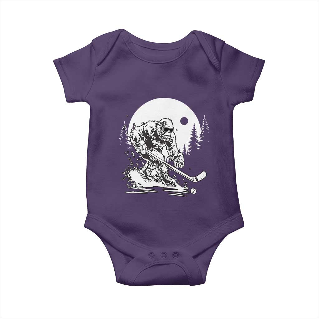 Bigfoot Playing Ice Hockey Baby Onesie Funny Cryptid Sports Gift TS12 Purple Print Your Wear