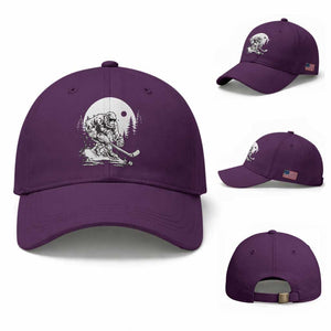 Bigfoot Playing Ice Hockey Baseball Cap Funny Cryptid Sports Gift TS12 Baseball Cap Universal Fit Purple Print Your Wear