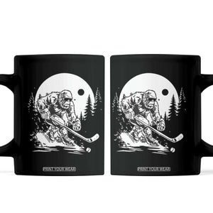Bigfoot Playing Ice Hockey Coffee Mug Funny Cryptid Sports Gift TS12 Black Print Your Wear