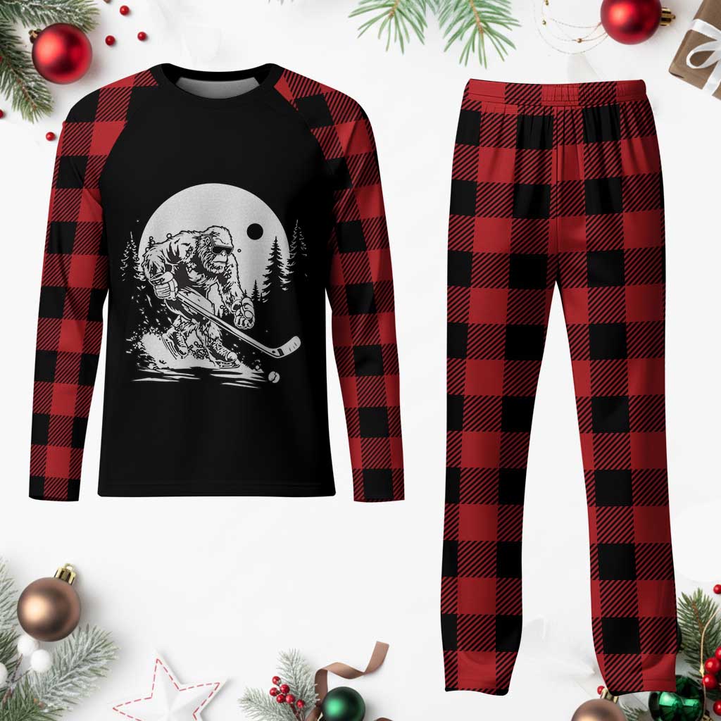 Bigfoot Playing Ice Hockey Plaid Pajama Set Funny Cryptid Sports Gift TS12 Buffalo Plaid Print Your Wear