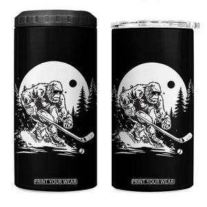 Bigfoot Playing Ice Hockey 4 in 1 Can Cooler Tumbler Funny Cryptid Sports Gift TS12 One Size: 16 oz Black Print Your Wear