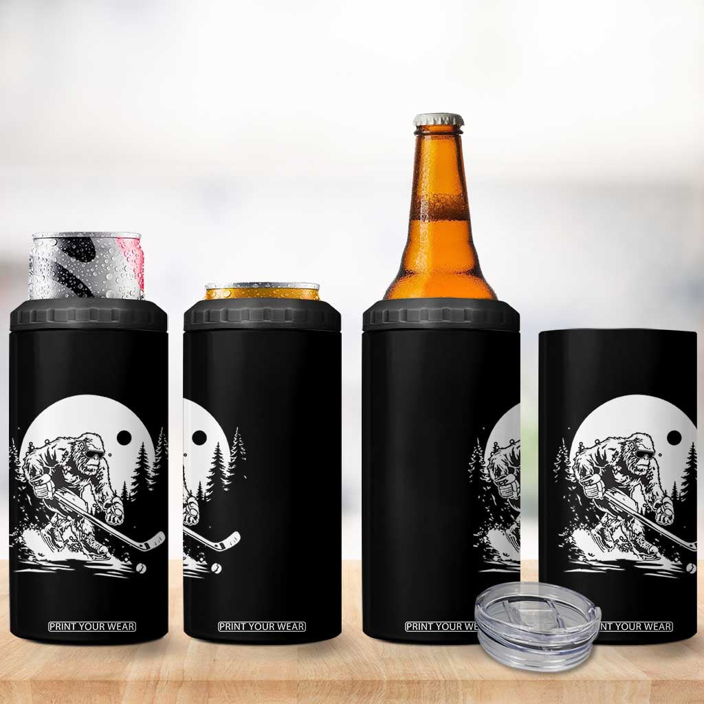 Bigfoot Playing Ice Hockey 4 in 1 Can Cooler Tumbler Funny Cryptid Sports Gift TS12 Print Your Wear