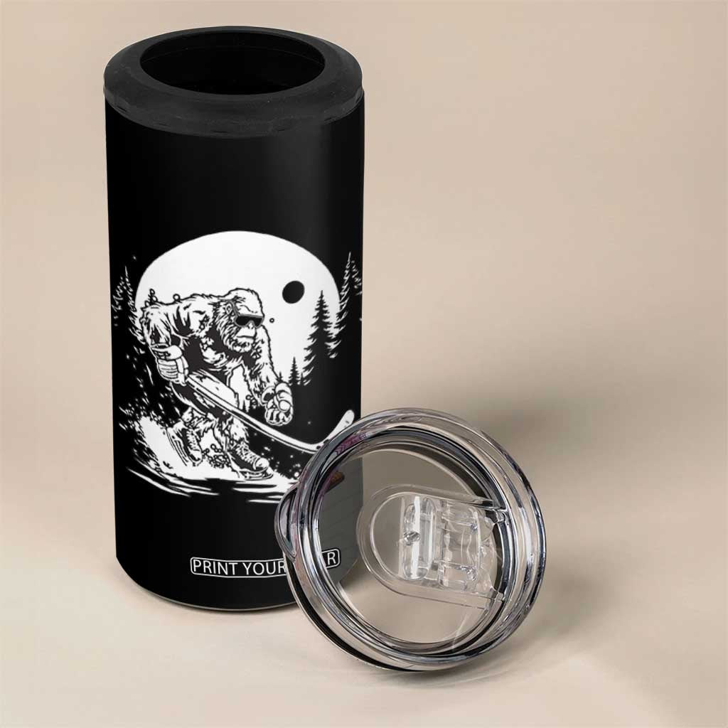 Bigfoot Playing Ice Hockey 4 in 1 Can Cooler Tumbler Funny Cryptid Sports Gift TS12 Print Your Wear