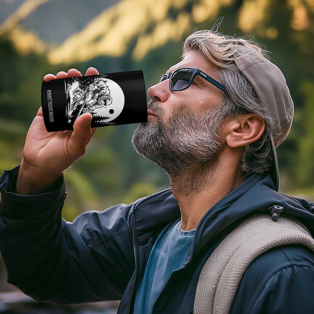 Bigfoot Playing Ice Hockey 4 in 1 Can Cooler Tumbler Funny Cryptid Sports Gift TS12 Print Your Wear