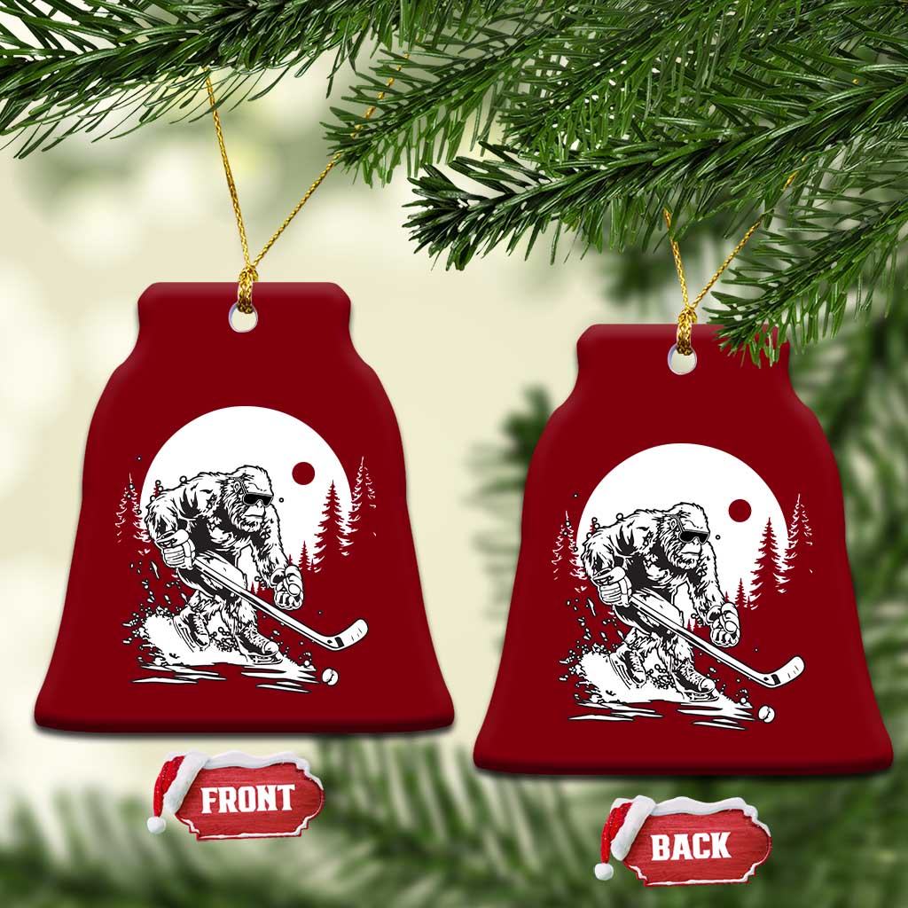 Bigfoot Playing Ice Hockey Ceramic Ornament Funny Cryptid Sports Gift TS12 Print Your Wear