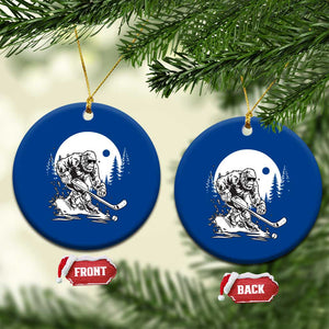 Bigfoot Playing Ice Hockey Ceramic Ornament Funny Cryptid Sports Gift TS12 1pc Blue Print Your Wear