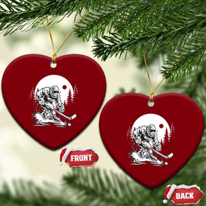 Bigfoot Playing Ice Hockey Ceramic Ornament Funny Cryptid Sports Gift TS12 Print Your Wear