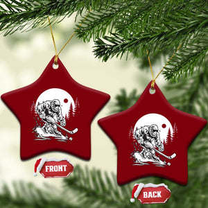 Bigfoot Playing Ice Hockey Ceramic Ornament Funny Cryptid Sports Gift TS12 Print Your Wear
