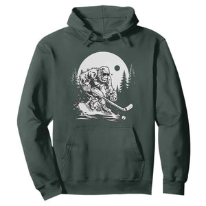 Bigfoot Playing Ice Hockey Hoodie Funny Cryptid Sports Gift TS12 Dark Forest Green Print Your Wear