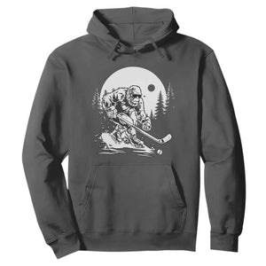 Bigfoot Playing Ice Hockey Hoodie Funny Cryptid Sports Gift TS12 Dark Heather Print Your Wear