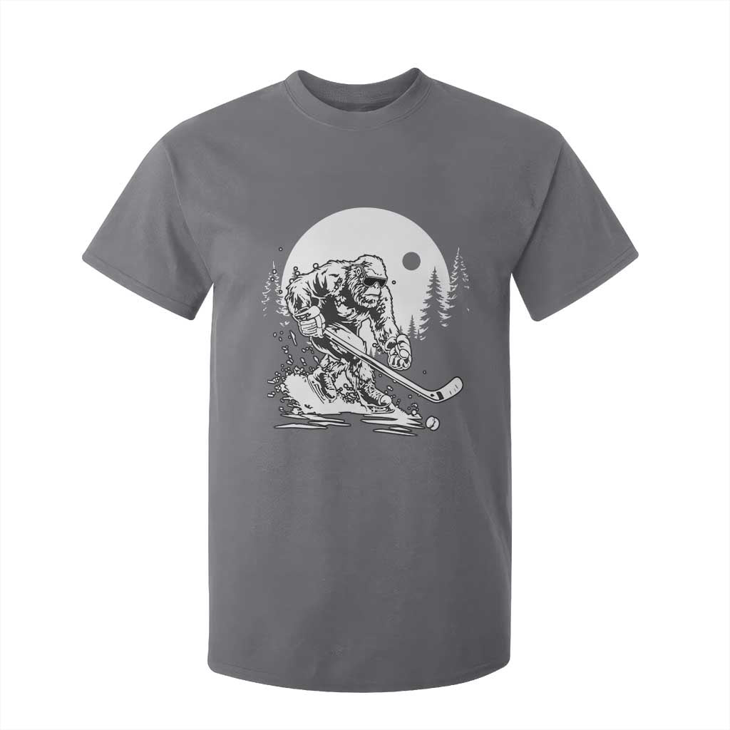 Bigfoot Playing Ice Hockey T Shirt For Kid Funny Cryptid Sports Gift TS12 Charcoal Print Your Wear