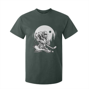 Bigfoot Playing Ice Hockey T Shirt For Kid Funny Cryptid Sports Gift TS12 Dark Forest Green Print Your Wear