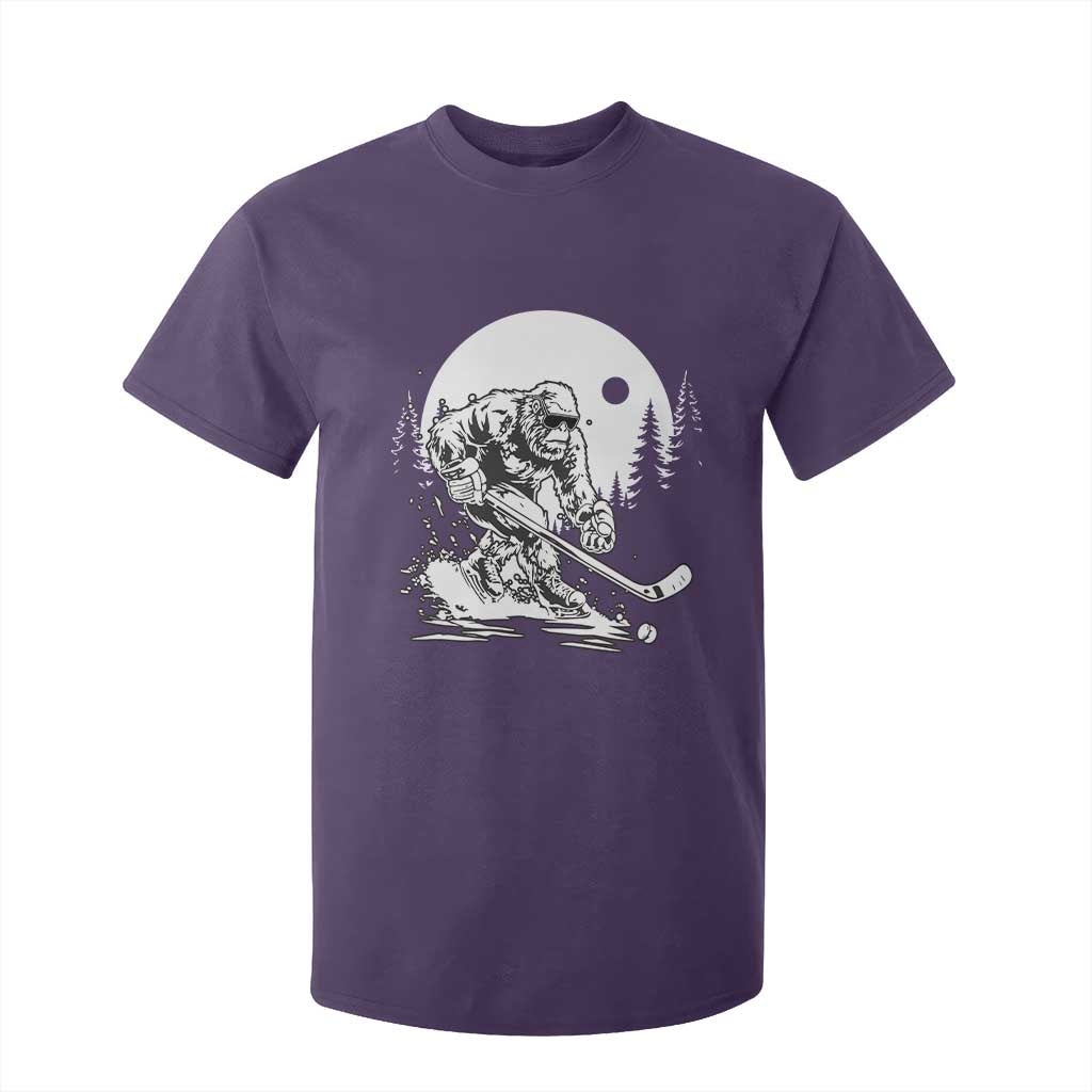 Bigfoot Playing Ice Hockey T Shirt For Kid Funny Cryptid Sports Gift TS12 Purple Print Your Wear