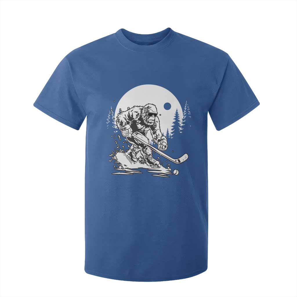 Bigfoot Playing Ice Hockey T Shirt For Kid Funny Cryptid Sports Gift TS12 Royal Blue Print Your Wear
