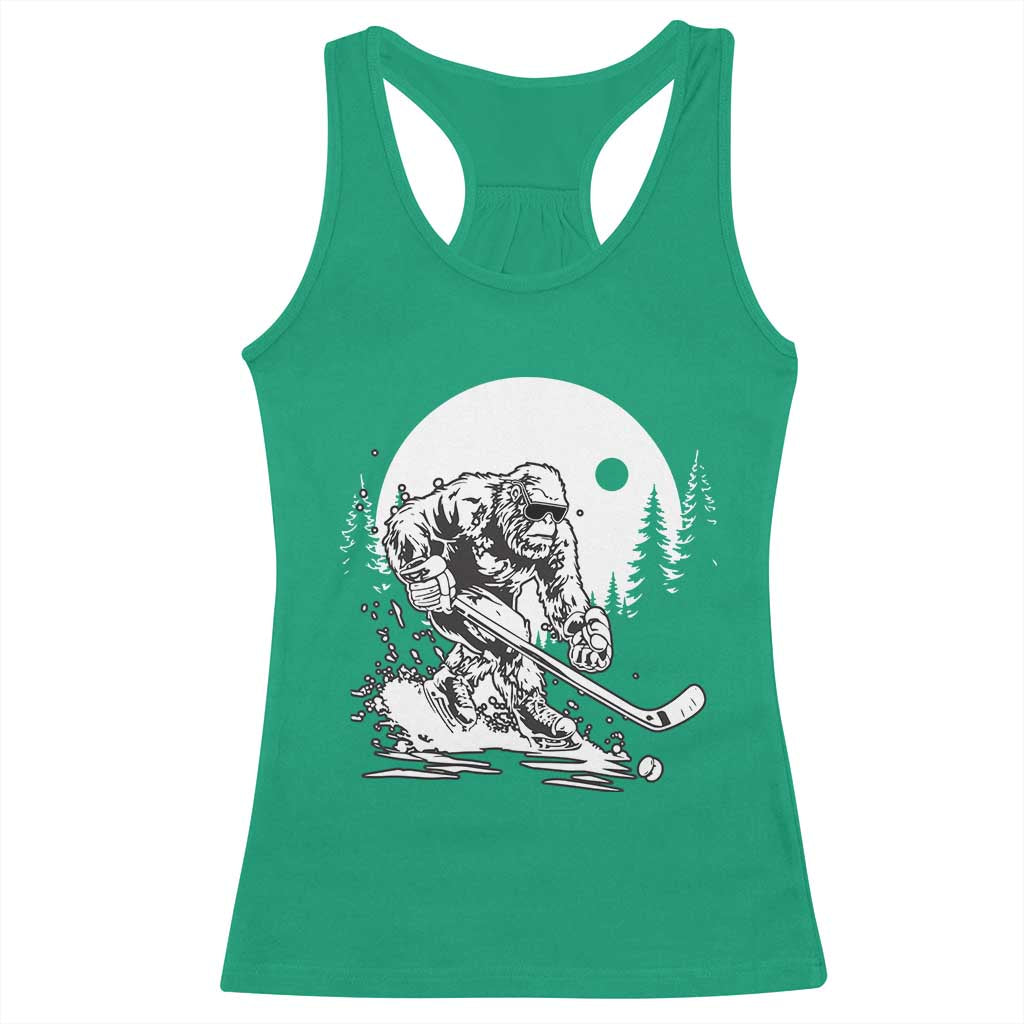 Bigfoot Playing Ice Hockey Racerback Tank Top Funny Cryptid Sports Gift TS12 Irish Green Print Your Wear