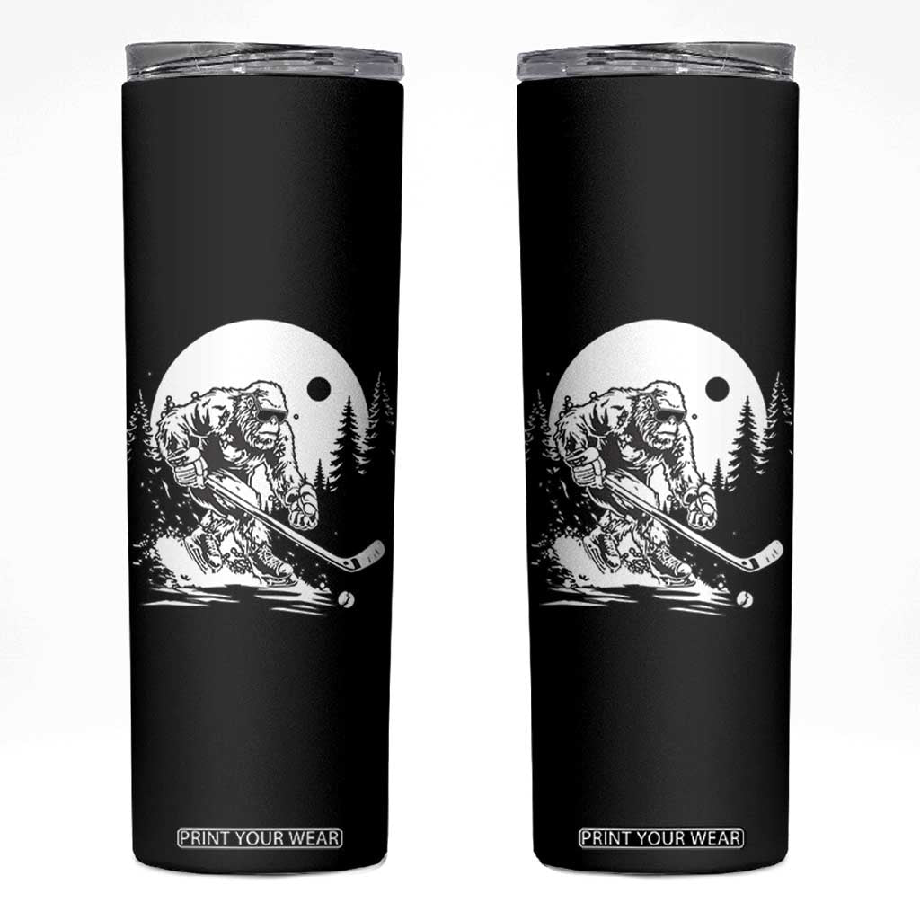 Bigfoot Playing Ice Hockey Skinny Tumbler Funny Cryptid Sports Gift TS12 Black Print Your Wear