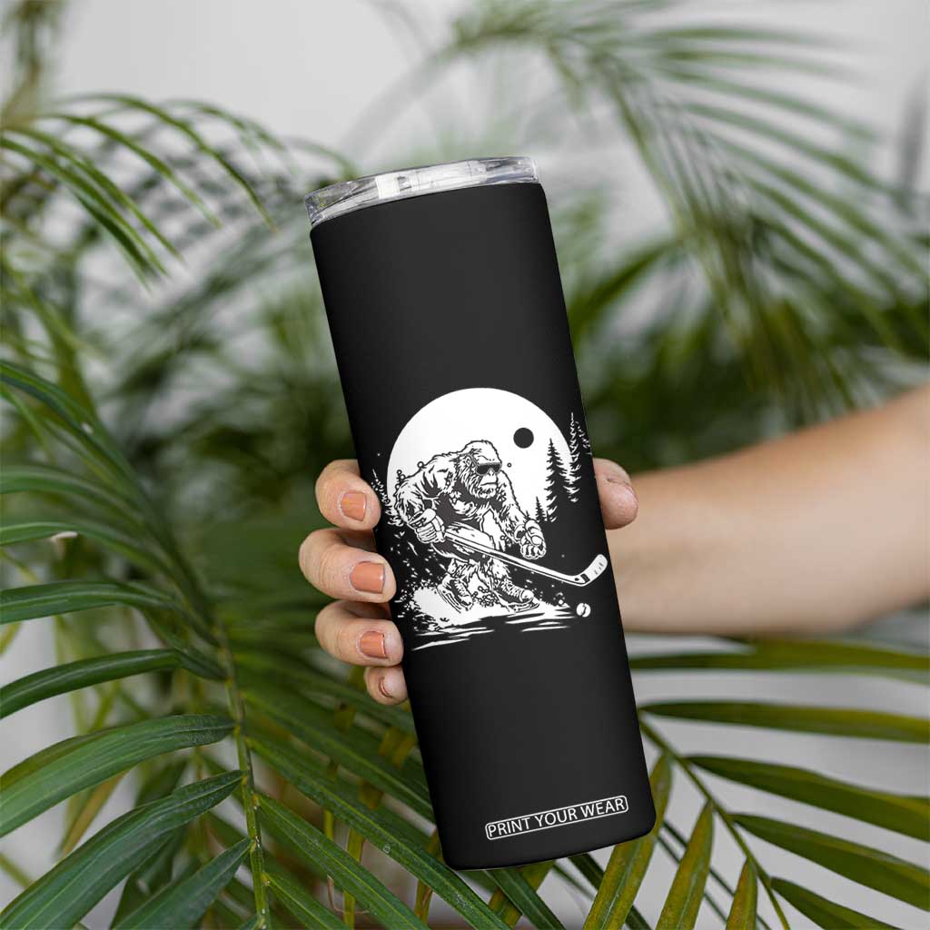 Bigfoot Playing Ice Hockey Skinny Tumbler Funny Cryptid Sports Gift TS12 Print Your Wear