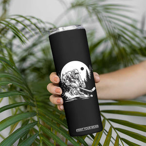 Bigfoot Playing Ice Hockey Skinny Tumbler Funny Cryptid Sports Gift TS12 Print Your Wear