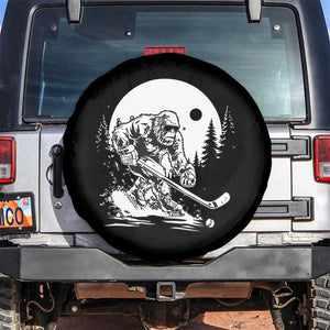 Bigfoot Playing Ice Hockey Spare Tire Cover Funny Cryptid Sports Gift TS12 No hole Black Print Your Wear