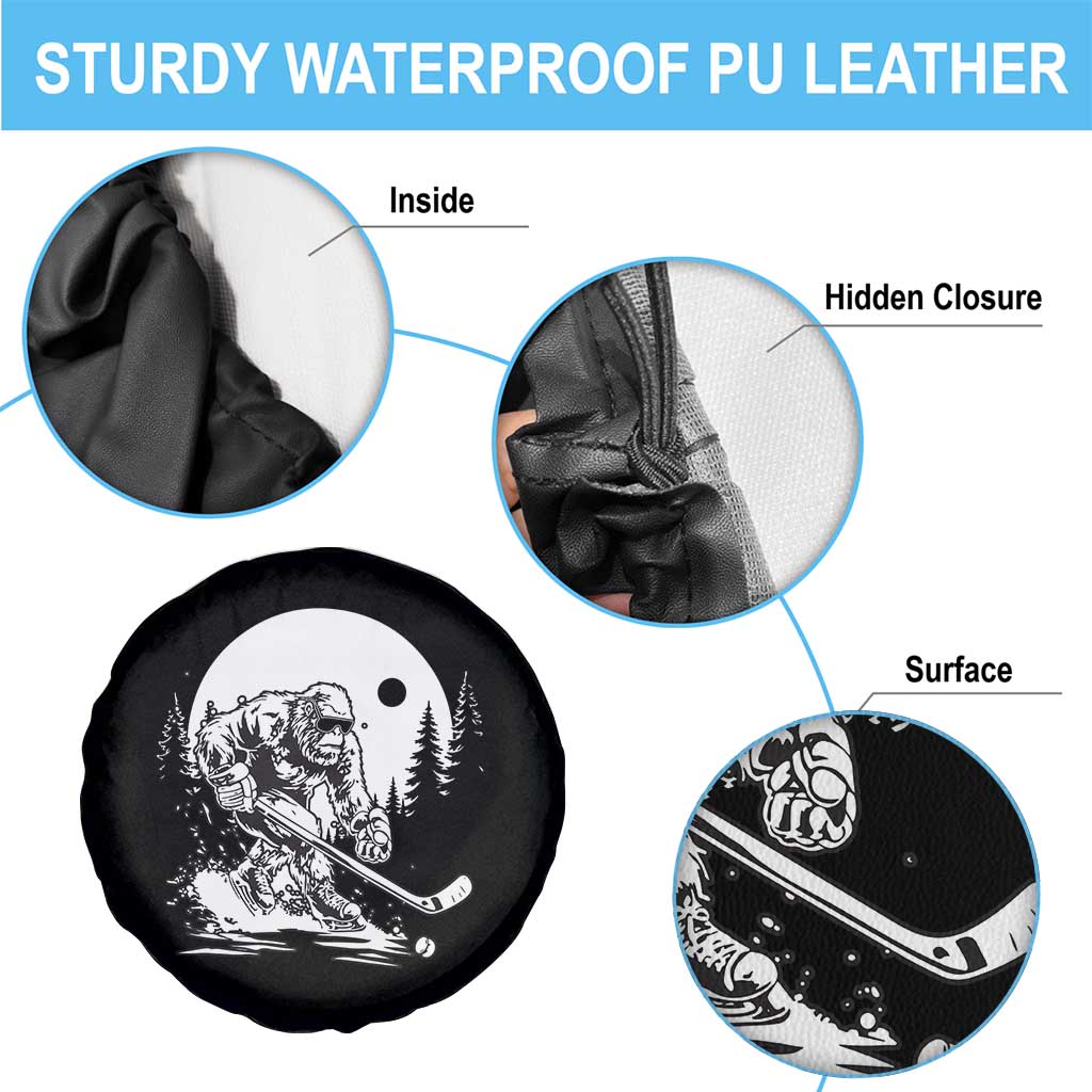 Bigfoot Playing Ice Hockey Spare Tire Cover Funny Cryptid Sports Gift TS12 Print Your Wear