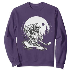 Bigfoot Playing Ice Hockey Sweatshirt Funny Cryptid Sports Gift TS12 Purple Print Your Wear